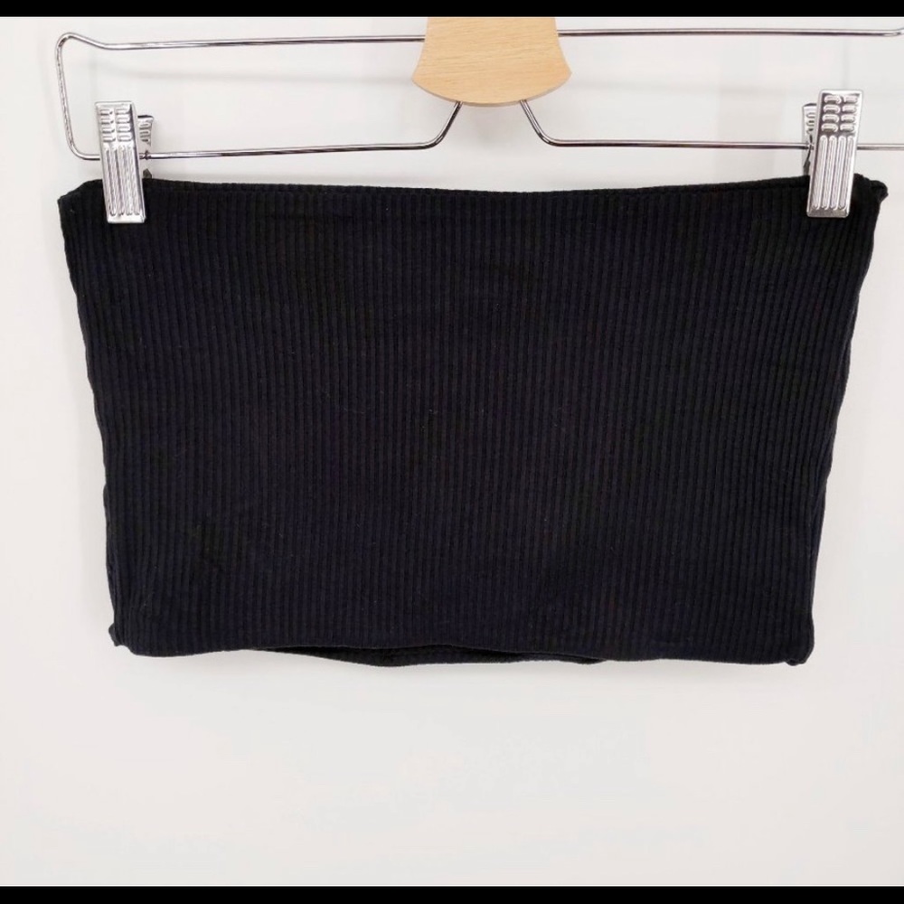 Topshop Black Ribbed Tube Top